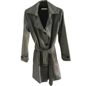 Anthropologie Bei Glen Check Classic Wool Cashmere Trench Coat